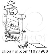 Clipart Outlined Man Tangled In Kite String Royalty Free Vector Illustration