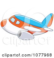 Poster, Art Print Of Blue Orange And White Airplane