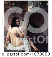 Beautiful Nude Young Female Bather Draped In A Cloth Looking Back Over Her Shoulder