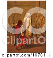 Nun And Painter Royalty Free Historical Clip Art