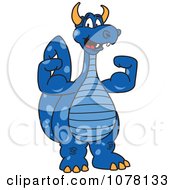 Blue Dragon School Mascot Flexing