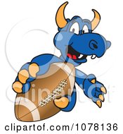 Poster, Art Print Of Blue Dragon School Mascot Grabbing A Football