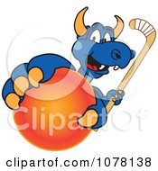 Poster, Art Print Of Blue Dragon School Mascot Grabbing A Field Hockey Ball