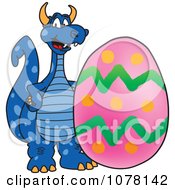 Blue Dragon School Mascot With An Easter Egg