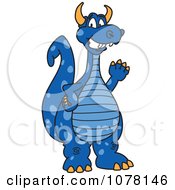 Blue Dragon School Mascot Waving