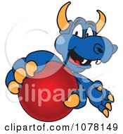 Poster, Art Print Of Blue Dragon School Mascot Grabbing A Ball