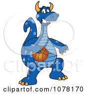 Poster, Art Print Of Blue Dragon School Mascot Playing Basketball