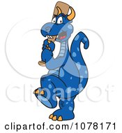 Clipart Blue Dragon School Mascot Batting During A Baseball Game Royalty Free Vector Illustration