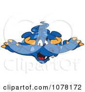 Blue Dragon School Mascot Leaping Forward