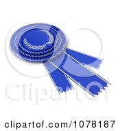 Poster, Art Print Of 3d Blue Award Ribbon With A Silver Laurel Design