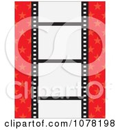 Poster, Art Print Of Film Strip With Blank Frames On A Red Starry Background