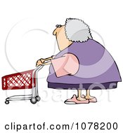 Poster, Art Print Of Senior Woman Pushing A Shopping Cart