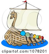 Poster, Art Print Of Viking Dragon Ship With Oars