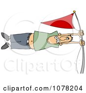 White Man Holding Onto A Flag Pole In High Winds