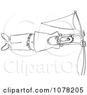 Clipart Outlined Man Holding Onto A Flag Pole In High Winds Royalty Free Vector Illustration