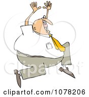 Clipart Crazy Businessman Running And Screaming Royalty Free Vector Illustration