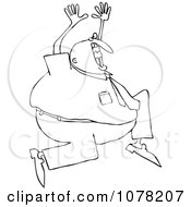 Clipart Outlined Crazy Businessman Running And Screaming Royalty Free Vector Illustration