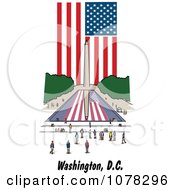 Poster, Art Print Of The American Flag And Washington Monument Reflecting In The Pool In The National Mall Of Dc
