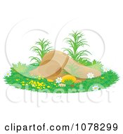 Clipart Gopher Or Mole Hill With Flowers And Grass Royalty Free Illustration