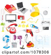 Poster, Art Print Of Set Of Electronics Appliances And Tools