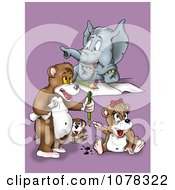 Clipart Elephant Dog And Bears Writing Royalty Free Illustration