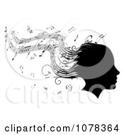 Silhouetted Womans Head With Music Sheet Hair
