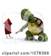 Poster, Art Print Of 3d Tortoise Turning Away After Lighting A Fourth Of July Firework