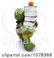 Poster, Art Print Of 3d Tortoise Carrying A Stack Of School Books