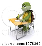 Poster, Art Print Of 3d Tortoise Student Writing At A Desk