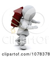 Poster, Art Print Of 3d White Character Strapped To A Rocket Firework