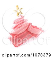 Poster, Art Print Of 3d Red Transparent Scribble Christmas Tree With A Gold Star