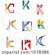 Clipart Abstract Colorful Letter K Logos Royalty Free Vector Illustration