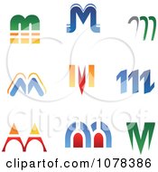 Clipart Abstract Colorful Letter M Logos Royalty Free Vector Illustration