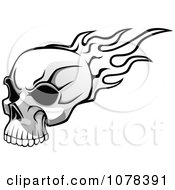 Poster, Art Print Of Black And White Flaming Skull With Dark Eye Sockets