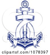 Poster, Art Print Of Blue Ribbon And Nautical Anchor Logo 1