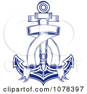 Clipart Blue Ribbon And Nautical Anchor Logo 1 Royalty Free Vector Illustration