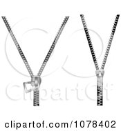 Clipart 3d Silver Zippers Royalty Free Vector Illustration