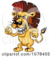 Poster, Art Print Of Mad Lion Standing Upright And Knocking Or Waving His Fist