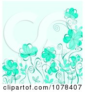 Poster, Art Print Of Blue And Green Floral Background With Copyspace