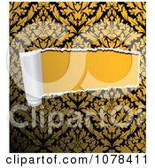 Poster, Art Print Of Rip Through Yellow And Black Damask