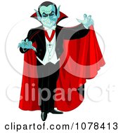 Poster, Art Print Of Dracula Vampire Reaching Out And Wearing A Red Cape