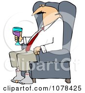 Poster, Art Print Of Tired Businessman Relaxing With Wine After A Long Day