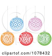 Clipart Set Of Colorful Hanging Floral Christmas Baubles Royalty Free Vector Illustration