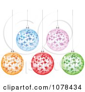 Clipart Set Of Colorful Hanging Starry Christmas Baubles Royalty Free Vector Illustration
