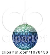 Clipart Hanging Blue And Green Floral Christmas Bauble Royalty Free Vector Illustration