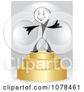Clipart Dollar Person Winner On A 3d Gold First Place Podium Royalty Free Vector Illustration
