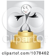 Clipart Dollar Person Winner On A 3d Gold First Place Podium Royalty Free Vector Illustration