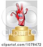 Poster, Art Print Of 3d Red Victory Hand On A Gold Podium