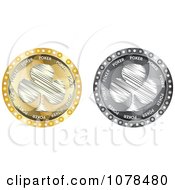 Clipart Gold And Silver Scribbled Club Playing Card Suit Icons Royalty Free Vector Illustration