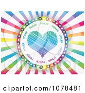 Clipart Heart Poker Icon Over Colorful Rays Royalty Free Vector Illustration